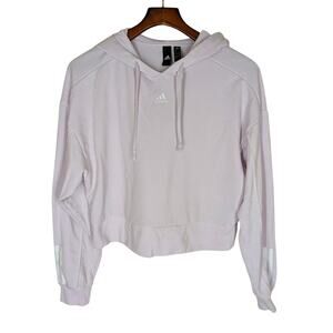 Adidas Cropped Pastel Purple White Stripe Hoodie Size Small Logo Athleisure